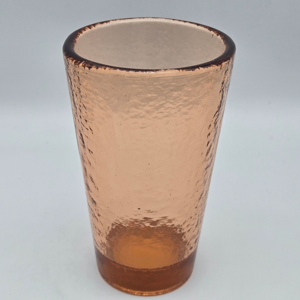 Fire and Light Recycled Glass 16oz Large Tumbler Textured Copper Orange 6" Tall